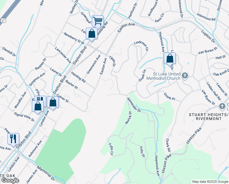 map of restaurants, bars, coffee shops, grocery stores, and more near 411 McClure Terrace in Chattanooga