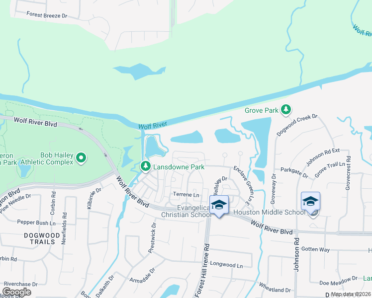 map of restaurants, bars, coffee shops, grocery stores, and more near 9064 Baynard Loop N in Memphis