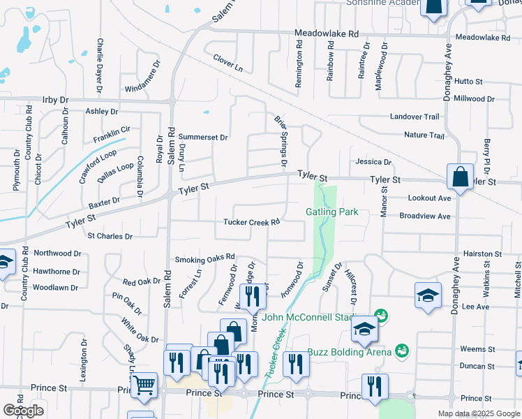 map of restaurants, bars, coffee shops, grocery stores, and more near 9 Pebble Brook Drive in Conway