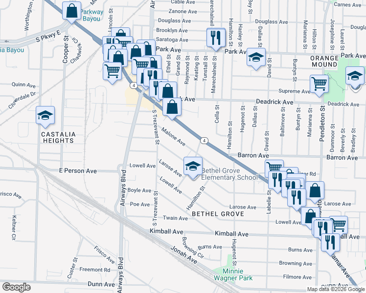 map of restaurants, bars, coffee shops, grocery stores, and more near 2419 Malone Avenue in Memphis