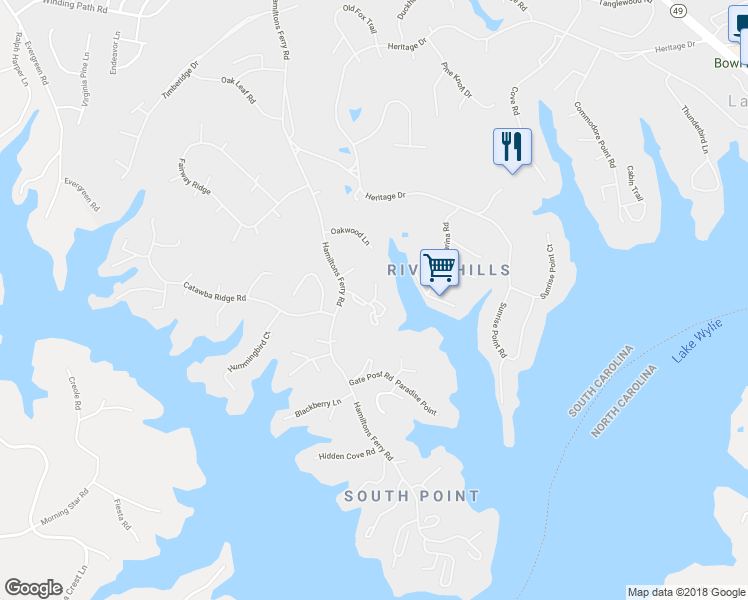 map of restaurants, bars, coffee shops, grocery stores, and more near 62 Ridgeport Road in Clover