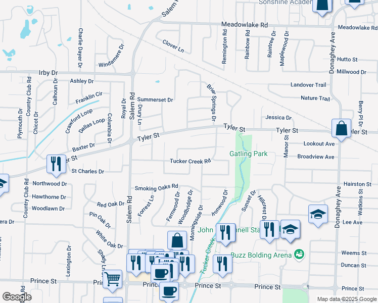 map of restaurants, bars, coffee shops, grocery stores, and more near 9 Pebble Brook Drive in Conway