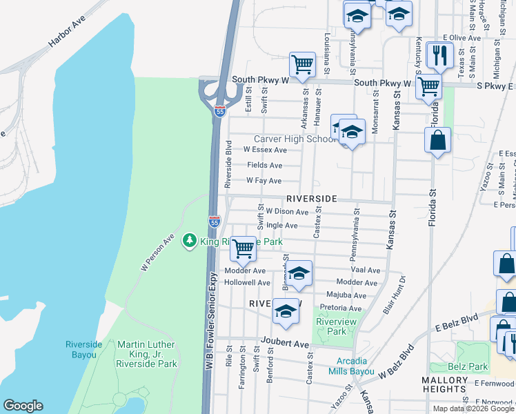 map of restaurants, bars, coffee shops, grocery stores, and more near 1693 Swift Street in Memphis