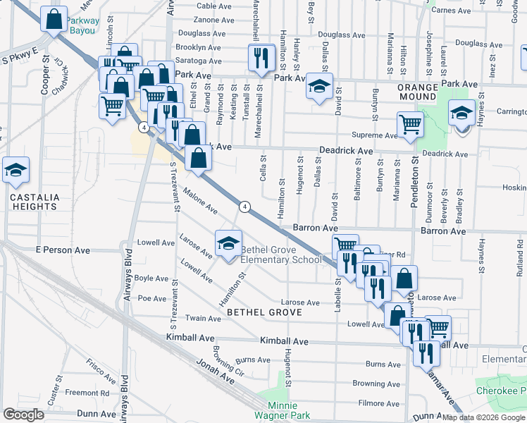 map of restaurants, bars, coffee shops, grocery stores, and more near 2510 Lamar Avenue in Memphis