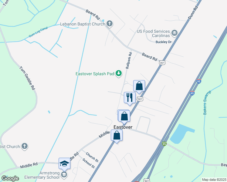 map of restaurants, bars, coffee shops, grocery stores, and more near 3236 Chippenham Street in Eastover