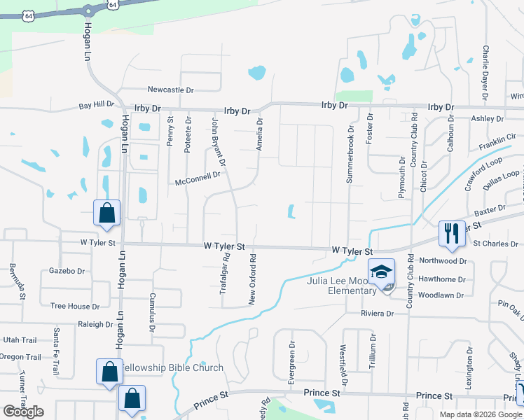 map of restaurants, bars, coffee shops, grocery stores, and more near 3615 Aspen Circle in Conway