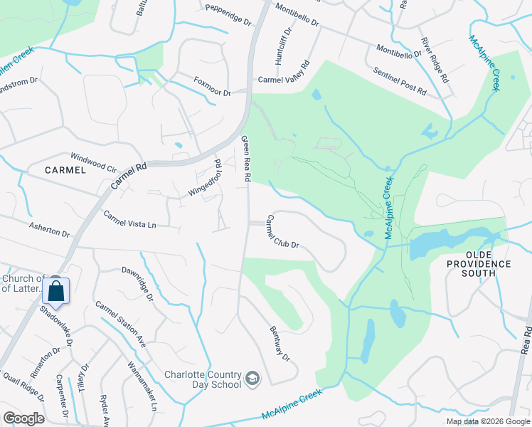 map of restaurants, bars, coffee shops, grocery stores, and more near 5119 Green Rea Road in Charlotte