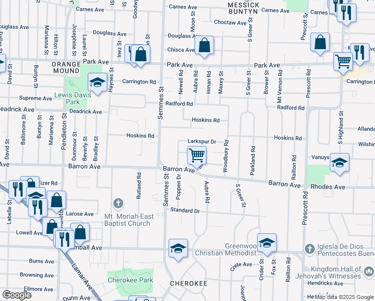 map of restaurants, bars, coffee shops, grocery stores, and more near 3100 Ruby Lane in Memphis