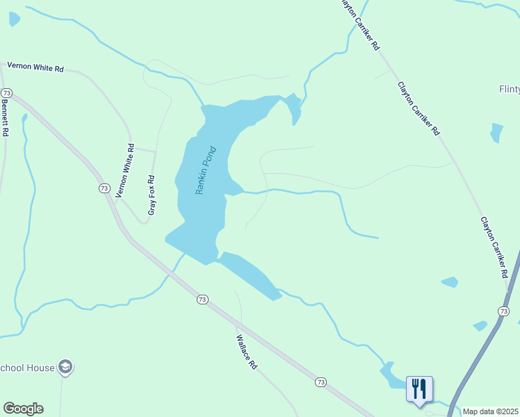 map of restaurants, bars, coffee shops, grocery stores, and more near 135 Rankin Lake Road in Ellerbe
