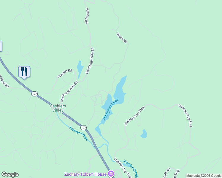 map of restaurants, bars, coffee shops, grocery stores, and more near 50 Sawmill Road in Cashiers