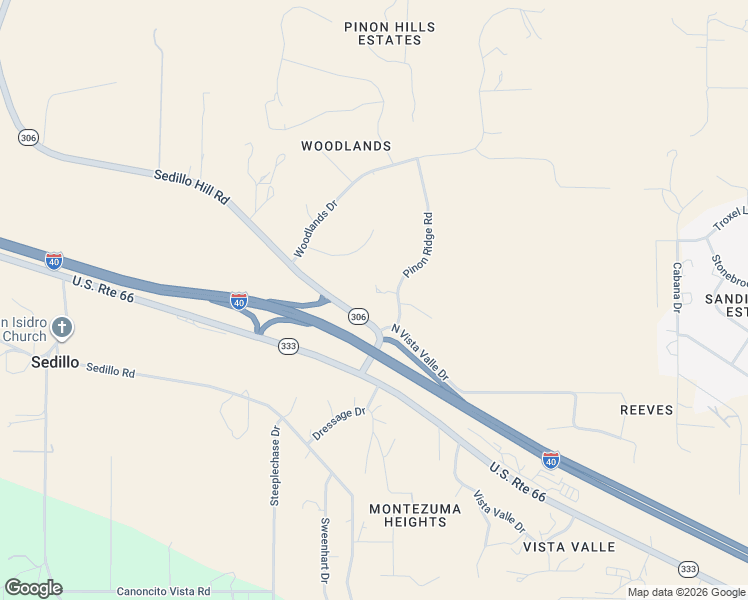 map of restaurants, bars, coffee shops, grocery stores, and more near 7 Pinon Ridge Road in Tijeras