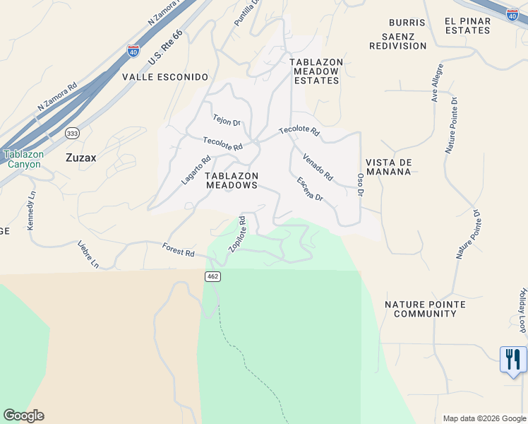 map of restaurants, bars, coffee shops, grocery stores, and more near 16 Zopilote Road in Tijeras