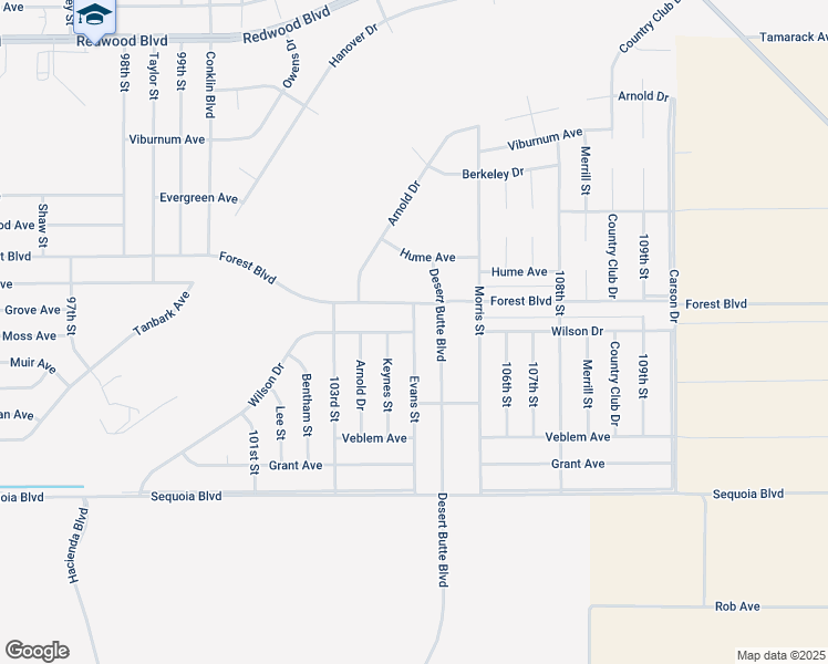 map of restaurants, bars, coffee shops, grocery stores, and more near Wilson Drive in California City