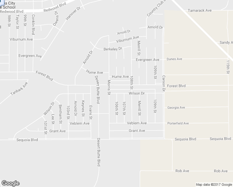 map of restaurants, bars, coffee shops, grocery stores, and more near 106th Street in California City
