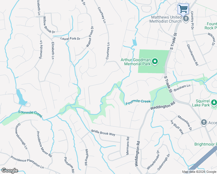 map of restaurants, bars, coffee shops, grocery stores, and more near 1805 Watlington Drive in Charlotte