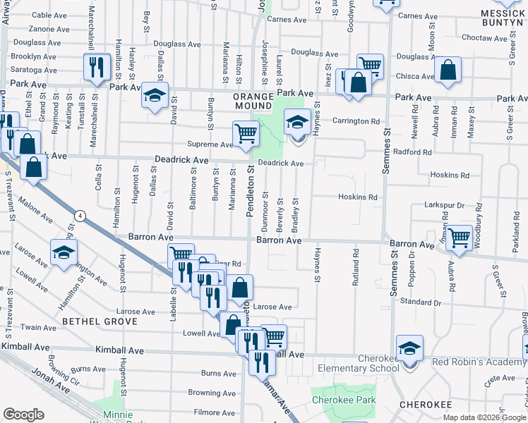 map of restaurants, bars, coffee shops, grocery stores, and more near 1109 Beverly Street in Memphis