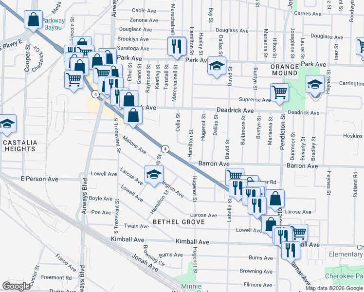 map of restaurants, bars, coffee shops, grocery stores, and more near 2510 Lamar Avenue in Memphis