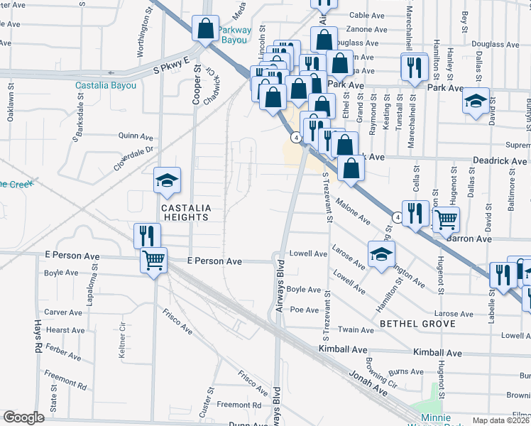 map of restaurants, bars, coffee shops, grocery stores, and more near 2224 East Person Avenue in Memphis