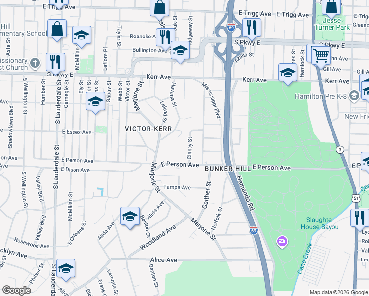 map of restaurants, bars, coffee shops, grocery stores, and more near in Memphis