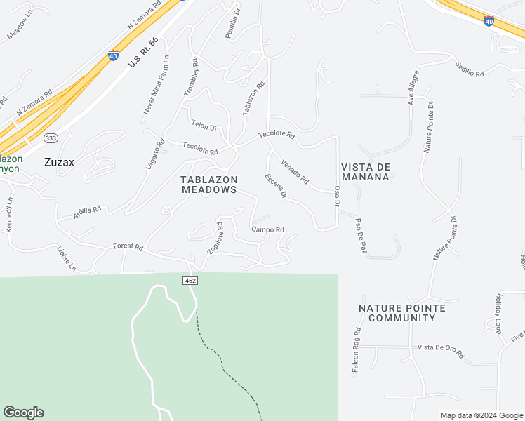 map of restaurants, bars, coffee shops, grocery stores, and more near 40 Campo Road in Tijeras