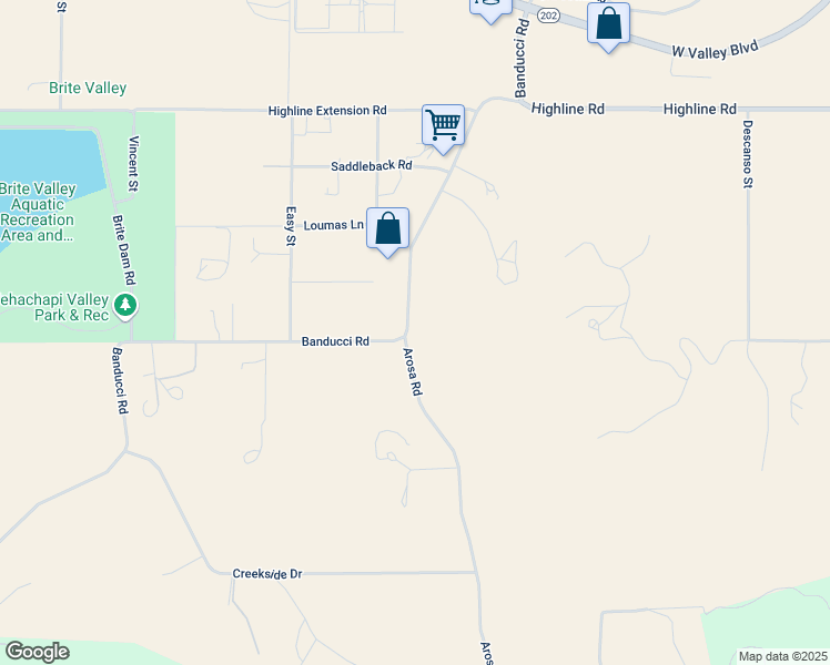 map of restaurants, bars, coffee shops, grocery stores, and more near 19510 Banducci Road in Tehachapi