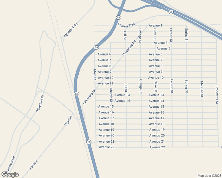 map of restaurants, bars, coffee shops, grocery stores, and more near Church Street in Kern County