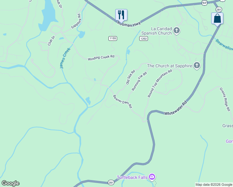 map of restaurants, bars, coffee shops, grocery stores, and more near 21 Old Still Road in Sapphire