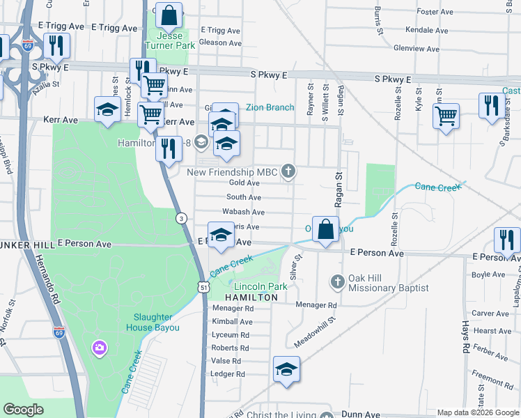 map of restaurants, bars, coffee shops, grocery stores, and more near in Memphis