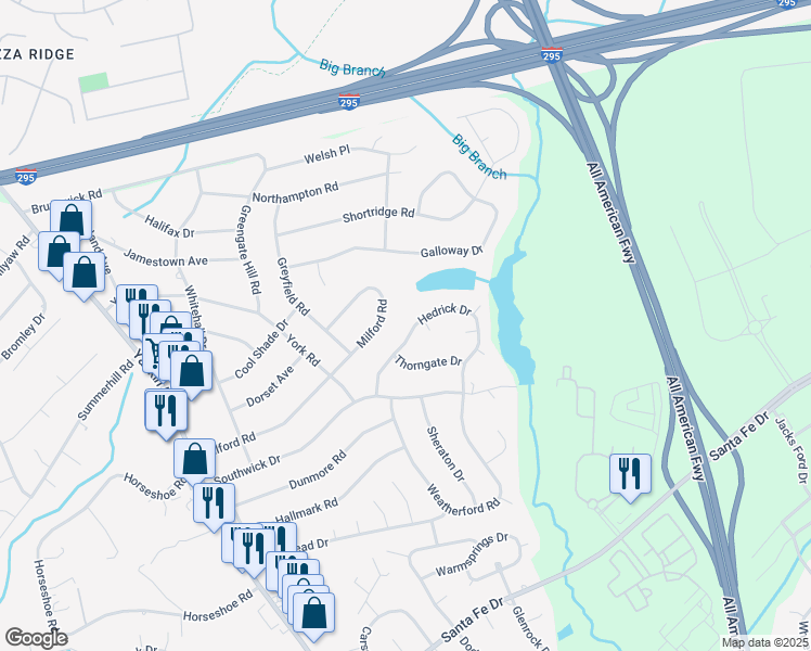 map of restaurants, bars, coffee shops, grocery stores, and more near 5529 Hedrick Drive in Fayetteville