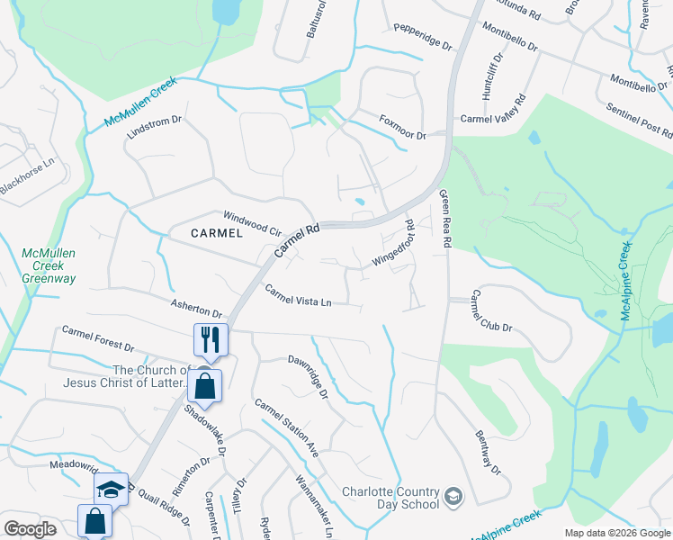 map of restaurants, bars, coffee shops, grocery stores, and more near in Charlotte