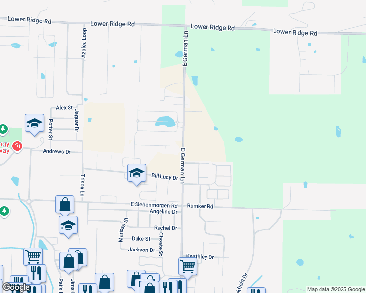 map of restaurants, bars, coffee shops, grocery stores, and more near 1855 East German Lane in Conway