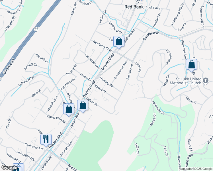 map of restaurants, bars, coffee shops, grocery stores, and more near 2917 Williamsburg Lane in Chattanooga