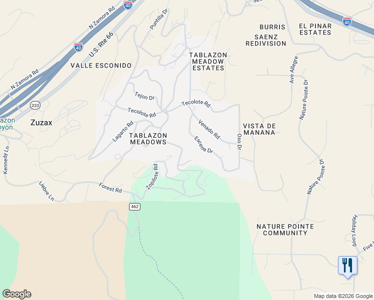 map of restaurants, bars, coffee shops, grocery stores, and more near 44 Campo Road in Tijeras