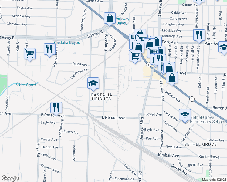 map of restaurants, bars, coffee shops, grocery stores, and more near 2144 Turner Avenue in Memphis