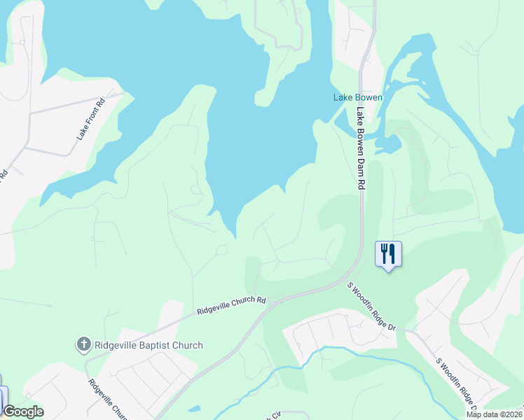 map of restaurants, bars, coffee shops, grocery stores, and more near 204 East Caledonia Court in Inman