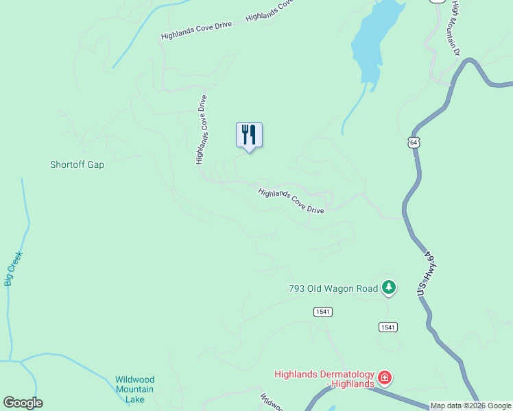 map of restaurants, bars, coffee shops, grocery stores, and more near 3 Highlands Country Club in Highlands