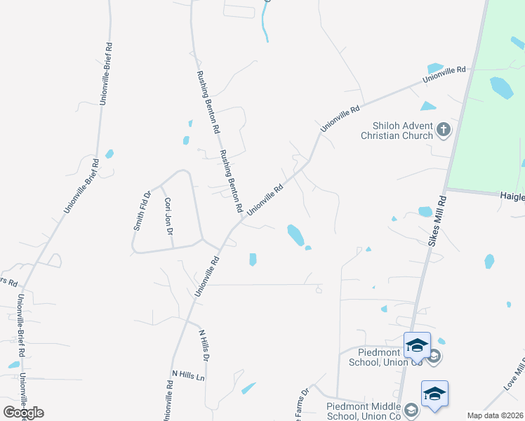 map of restaurants, bars, coffee shops, grocery stores, and more near 5612 Unionville Road in Monroe