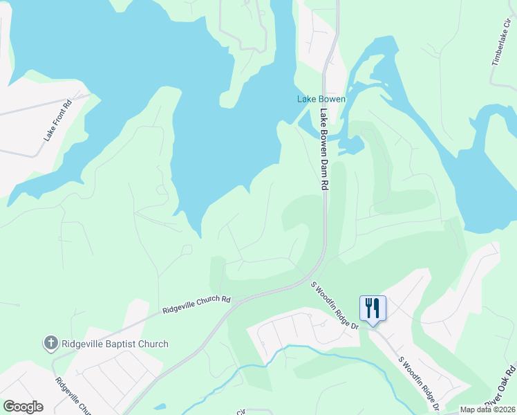 map of restaurants, bars, coffee shops, grocery stores, and more near 430 Tangleridge Court in Inman