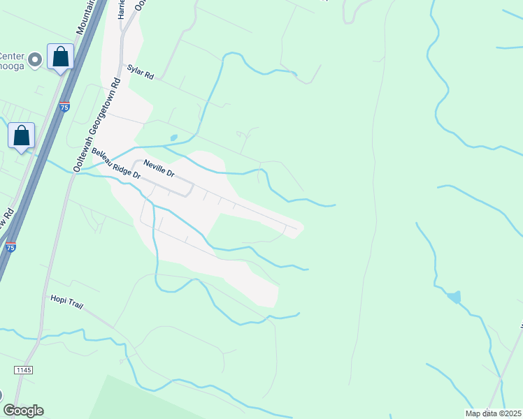 map of restaurants, bars, coffee shops, grocery stores, and more near 7111 Neville Drive in Ooltewah