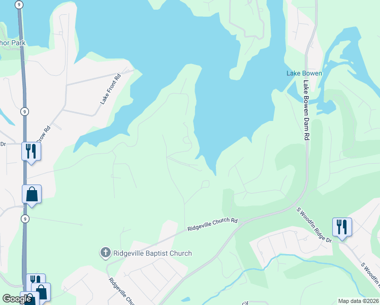 map of restaurants, bars, coffee shops, grocery stores, and more near 156 Zimmerman Drive in Inman