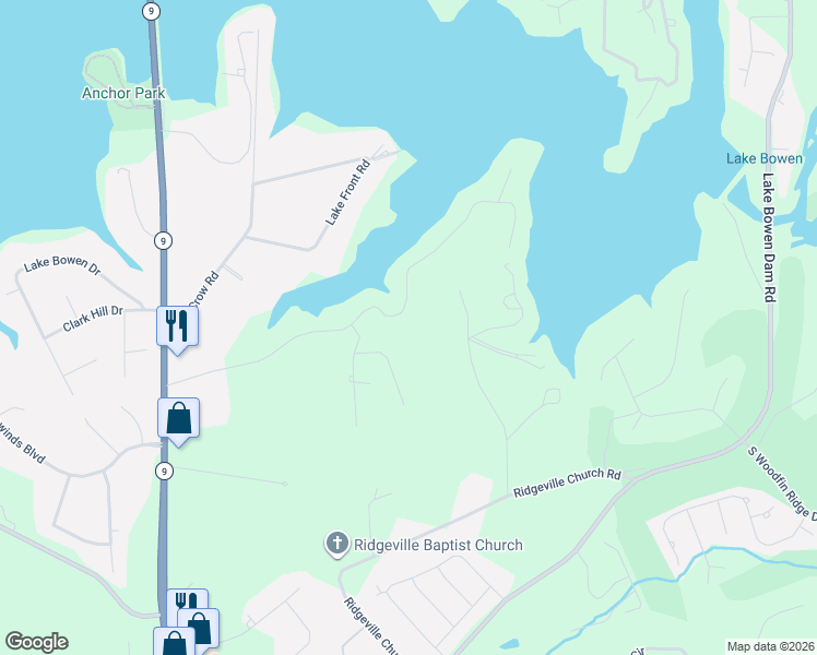 map of restaurants, bars, coffee shops, grocery stores, and more near 370 Fagan Drive in Inman