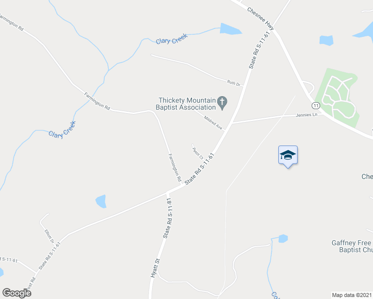 map of restaurants, bars, coffee shops, grocery stores, and more near 27 Pettit Court in Gaffney