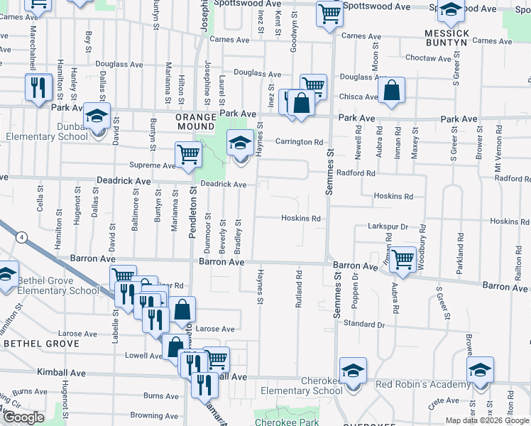 map of restaurants, bars, coffee shops, grocery stores, and more near 2914 Hoskins Drive in Memphis