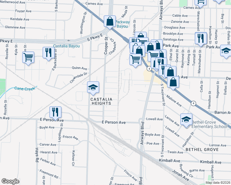 map of restaurants, bars, coffee shops, grocery stores, and more near 2144 Turner Avenue in Memphis