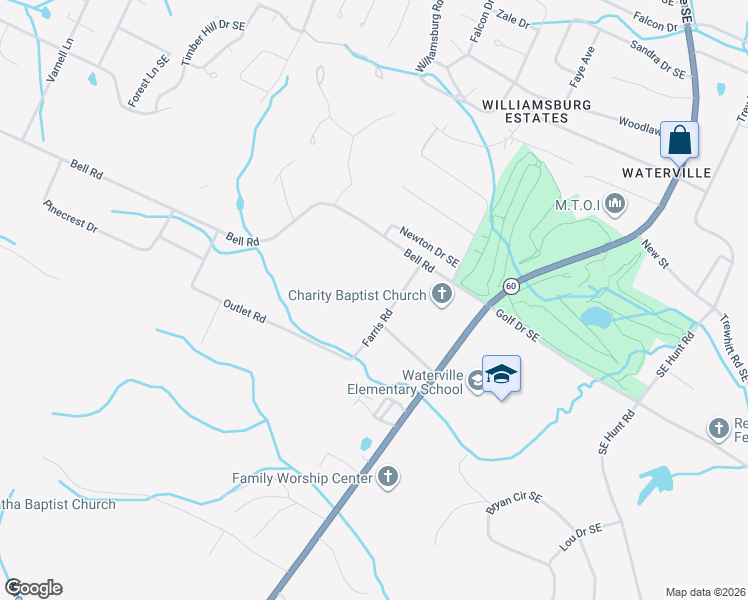 map of restaurants, bars, coffee shops, grocery stores, and more near 172 Farris Road in Cleveland