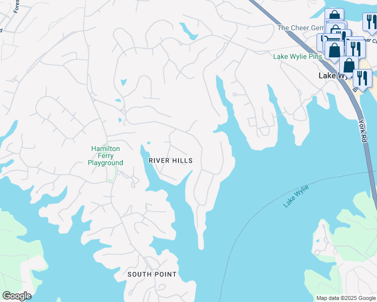 map of restaurants, bars, coffee shops, grocery stores, and more near 9 Shipmaster Court in Clover