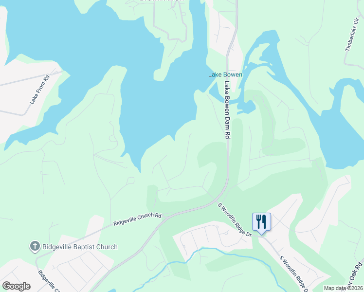 map of restaurants, bars, coffee shops, grocery stores, and more near 430 Tangleridge Court in Inman