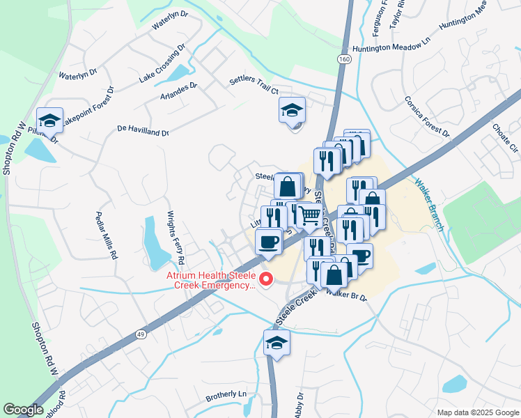 map of restaurants, bars, coffee shops, grocery stores, and more near 13112 Little Gem Lane in Charlotte