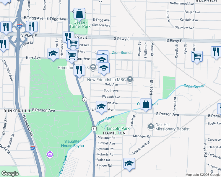 map of restaurants, bars, coffee shops, grocery stores, and more near in Memphis