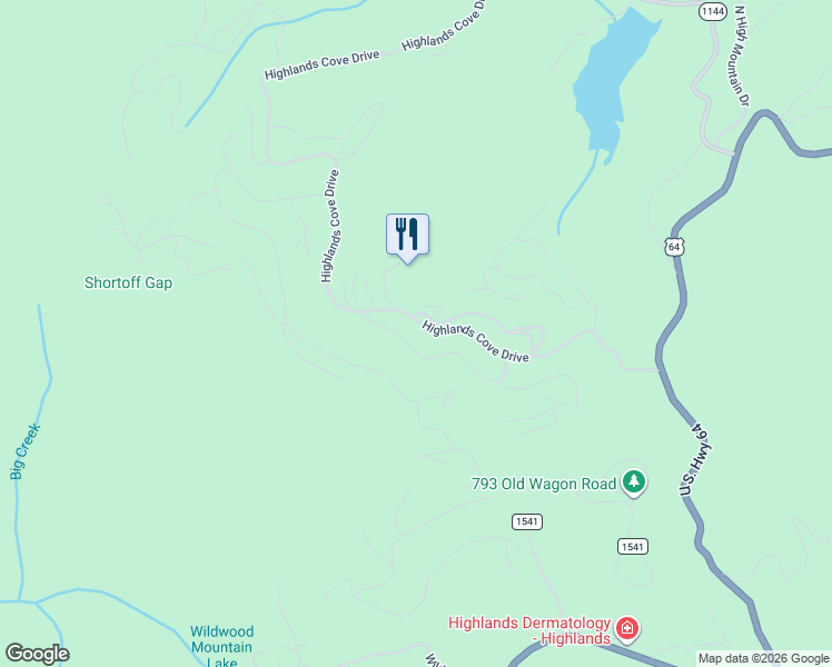 map of restaurants, bars, coffee shops, grocery stores, and more near 3 Highlands Country Club in Highlands